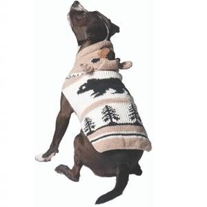 NEW CHILLY DOGS brown bear dog sweater in tan
